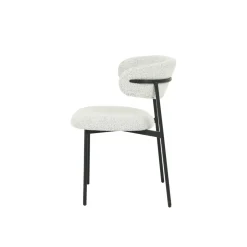 Mangohoutonline Eetkamerstoel Metz Beige Bouclé stof met zwart onderstel Mahom