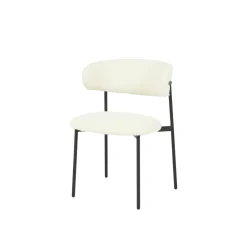 Mangohoutonline Eetkamerstoel Metz Wit Bouclé stof met zwart onderstel Mahom