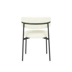 Mangohoutonline Eetkamerstoel Metz Wit Bouclé stof met zwart onderstel Mahom