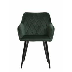 Mangohoutonline Eetkamerstoel Nancy Donkergroen met zwart onderstel Mahom