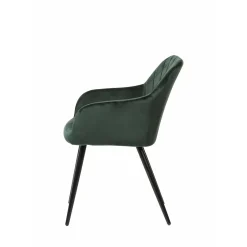 Mangohoutonline Eetkamerstoel Nancy Donkergroen met zwart onderstel Mahom