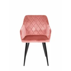Mangohoutonline Eetkamerstoel Nancy Roze met zwart onderstel Mahom