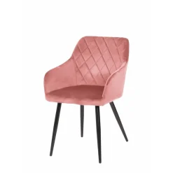 Mangohoutonline Eetkamerstoel Nancy Roze met zwart onderstel Mahom