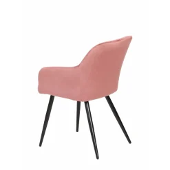 Mangohoutonline Eetkamerstoel Nancy Roze met zwart onderstel Mahom