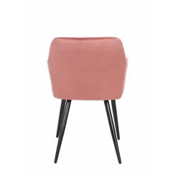 Mangohoutonline Eetkamerstoel Nancy Roze met zwart onderstel Mahom
