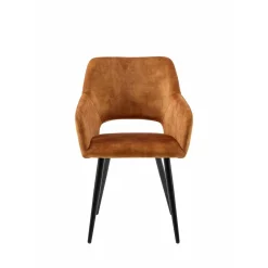 Mangohoutonline Eetkamerstoel Nantes Cognac met zwart onderstel Mahom