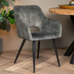 Mangohoutonline Eetkamerstoel Nantes Donkergroen met zwart onderstel Mahom