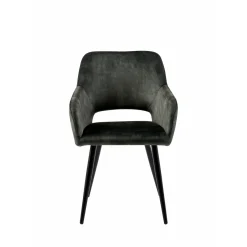 Mangohoutonline Eetkamerstoel Nantes Donkergroen met zwart onderstel Mahom