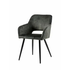 Mangohoutonline Eetkamerstoel Nantes Donkergroen met zwart onderstel Mahom