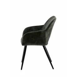 Mangohoutonline Eetkamerstoel Nantes Donkergroen met zwart onderstel Mahom