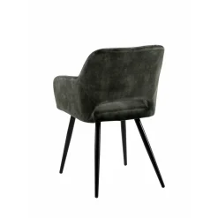 Mangohoutonline Eetkamerstoel Nantes Donkergroen met zwart onderstel Mahom