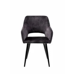 Mangohoutonline Eetkamerstoel Nantes Donkergrijs met zwart onderstel Mahom