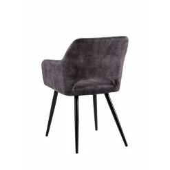 Mangohoutonline Eetkamerstoel Nantes Donkergrijs met zwart onderstel Mahom