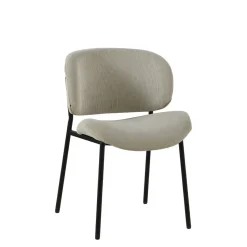 Mangohoutonline Eetkamerstoel Narbonne Beige met zwart onderstel Mahom