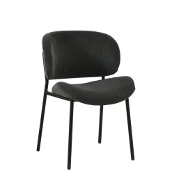 Mangohoutonline Eetkamerstoel Narbonne Donkergrijs met zwart onderstel Mahom