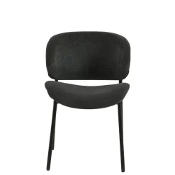 Mangohoutonline Eetkamerstoel Narbonne Donkergrijs met zwart onderstel Mahom