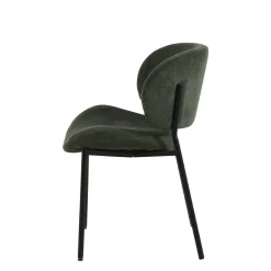 Mangohoutonline Eetkamerstoel Narbonne Donkergroen met zwart onderstel Mahom