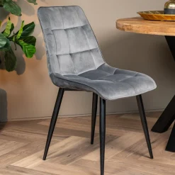 Mangohoutonline Eetkamerstoel Nice Grijs met zwart onderstel Mahom