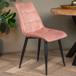 Mangohoutonline Eetkamerstoel Nice Roze met zwart onderstel Mahom