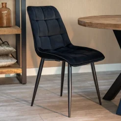 Mangohoutonline Eetkamerstoel Nice Zwart met zwart onderstel Mahom