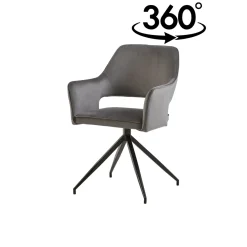 Mangohoutonline Eetkamerstoel Paris Grijs met zwart onderstel Mahom