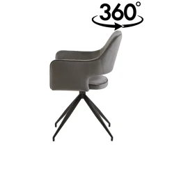 Mangohoutonline Eetkamerstoel Paris Grijs met zwart onderstel Mahom