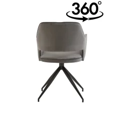 Mangohoutonline Eetkamerstoel Paris Grijs met zwart onderstel Mahom