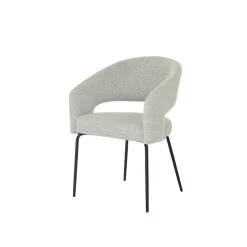 Mangohoutonline Eetkamerstoel Rennes Beige Bouclé stof met zwart onderstel Mahom