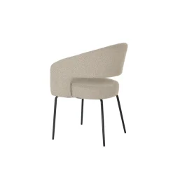 Mangohoutonline Eetkamerstoel Rennes Zand Bouclé stof met zwart onderstel Mahom