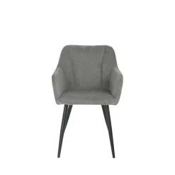 Mangohoutonline Eetkamerstoel Rouen Donkergrijs met zwart onderstel Mahom