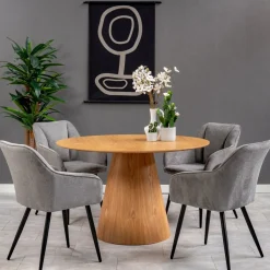 Mangohoutonline Eetkamerstoel Rouen Donkergrijs met zwart onderstel Mahom