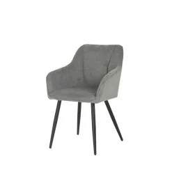 Mangohoutonline Eetkamerstoel Rouen Donkergrijs met zwart onderstel Mahom