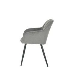 Mangohoutonline Eetkamerstoel Rouen Donkergrijs met zwart onderstel Mahom