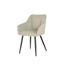 Mangohoutonline Eetkamerstoel Rouen Zand zwart onderstel Mahom