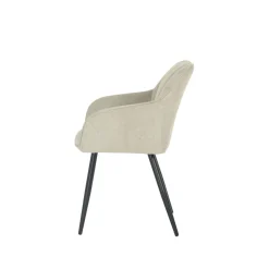 Mangohoutonline Eetkamerstoel Rouen Zand zwart onderstel Mahom