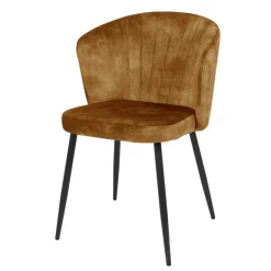 Mangohoutonline Eetkamerstoel Toulon Cognac met zwart onderstel Mahom