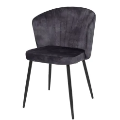 Mangohoutonline Eetkamerstoel Toulon Donkergrijs met zwart onderstel Mahom