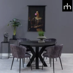 Mangohoutonline Eetkamerstoel Toulon Donkergrijs met zwart onderstel Mahom