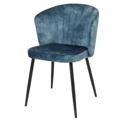 Mangohoutonline Eetkamerstoel Toulon Donkerblauw met zwart onderstel Mahom