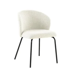 Mangohoutonline Eetkamerstoel Tulle Wit met zwart onderstel Mahom