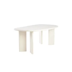 Mangohoutonline Eettafel Organisch Savannah Mircocement Paneelpoot 210 cm Wit Mahom