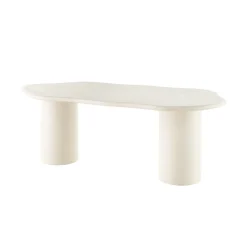 Mangohoutonline Eettafel Organisch Savannah Microcement Cilinderpoot 210 cm Wit Mahom