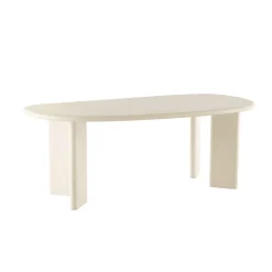 Mangohoutonline Eettafel Organisch Savannah Microcement Paneelpoot 210 cm Beige Mahom