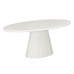 Mangohoutonline Eettafel Ovaal Savannah Microcement Kegelpoot 200 cm Wit Mahom