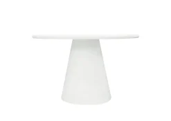 Mangohoutonline Eettafel Rond Savannah Microcement 120 cm Wit Mahom