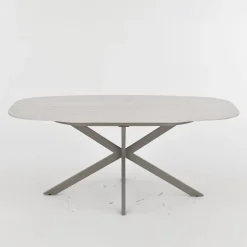 Mangohoutonline Eettafel Santiago Melamine Deens Ovaal Silver onderstel 180 cm Mahom