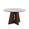 Mangohoutonline Eettafel Santiago Rond Woodvineer 120 cm Bruin Mahom