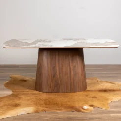 Mangohoutonline Eettafel Santiago Woodvineer 200 cm Bruin Mahom