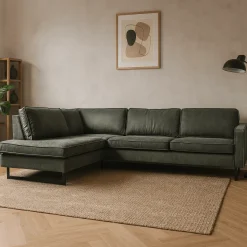 Mangohoutonline Hoekbank Barcelona 4-zits Links Groen Mahom