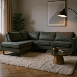 Mangohoutonline Hoekbank Barcelona 4-zits Links Groen Mahom